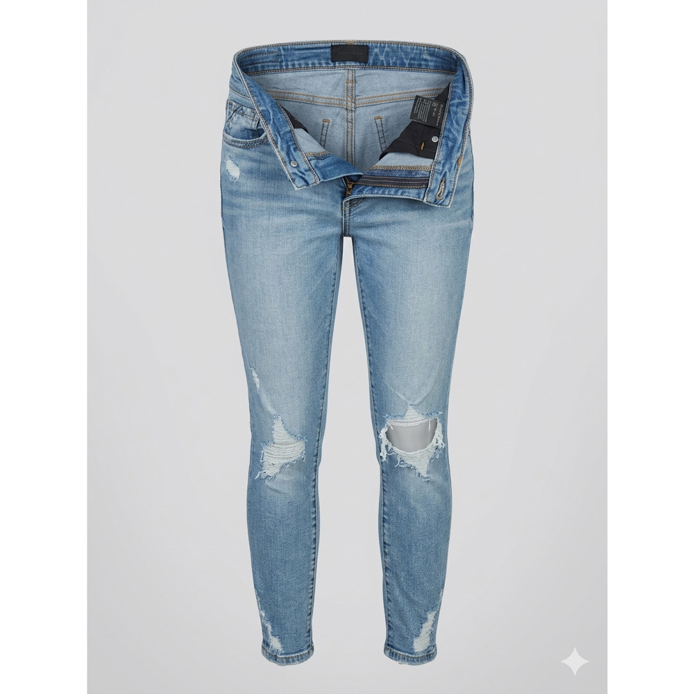 Buckle Black Fit No. 256 Distressed High Rise Skinny Jeans Light Wash Denim 29‎